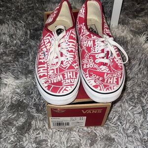 Vans Red and White Graphic Sneakers
